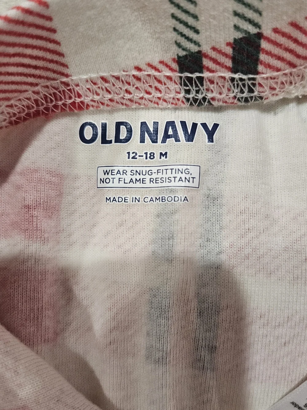 Old Navy Baby Christmas Plaid Pants, White, Red, Green - 12-18 Months